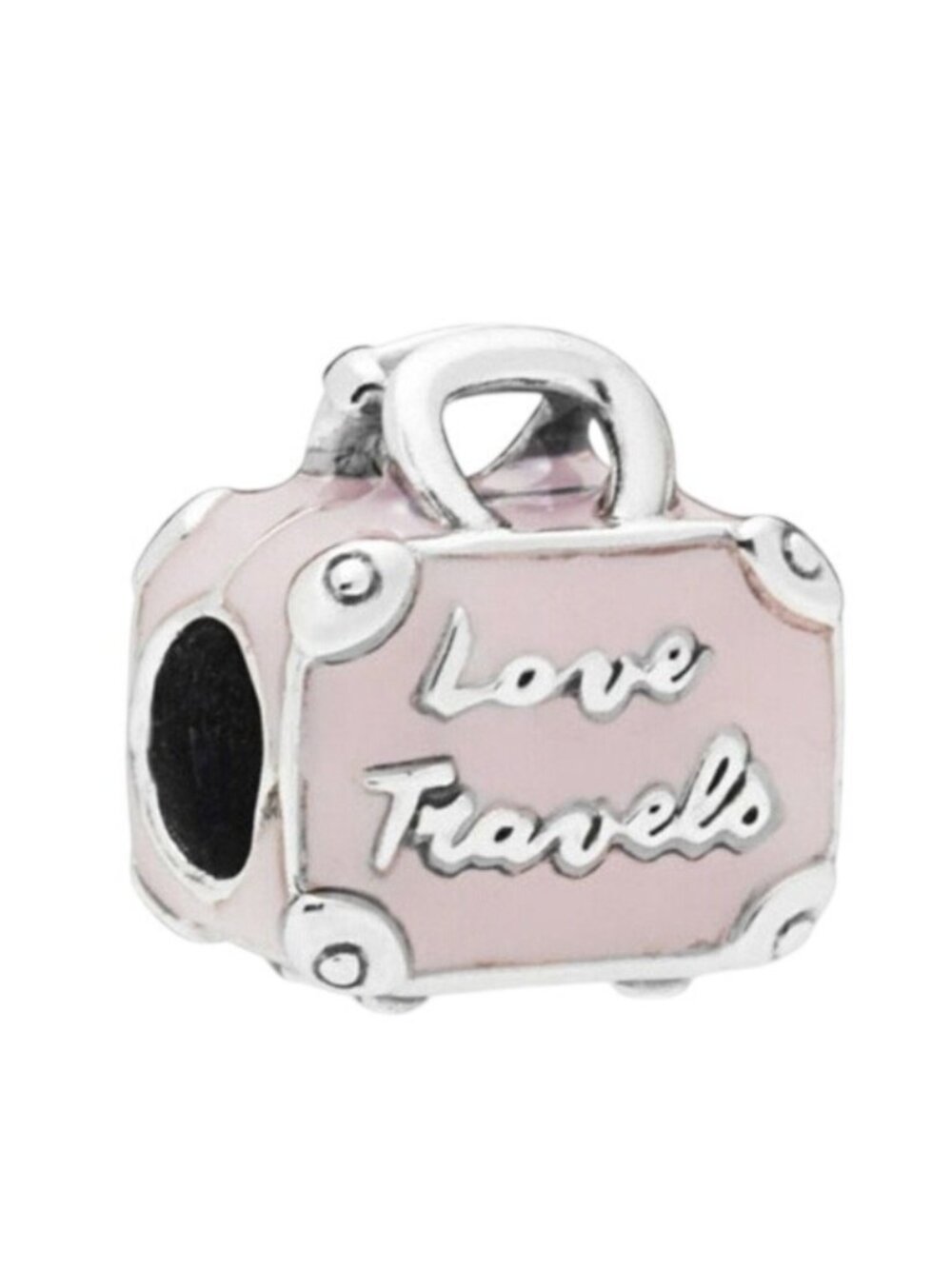 Pandora Sterling Silver Travel Suitcase Bag Charm with Pink Enamel - 798063EN124